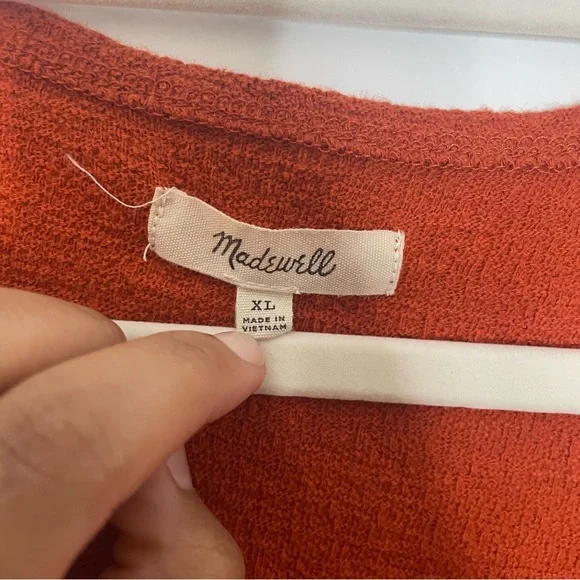 Madewell Texture & Thread Women’s Wrap Tie Top Shirt Brick Red Orange size XL - Picture 5 of 9